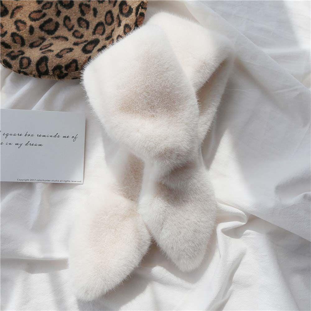 Khăn Choàng Cổ Bằng Vải Lông Màu Trơn Thoải Mái Dễ Thương Cho Nữ