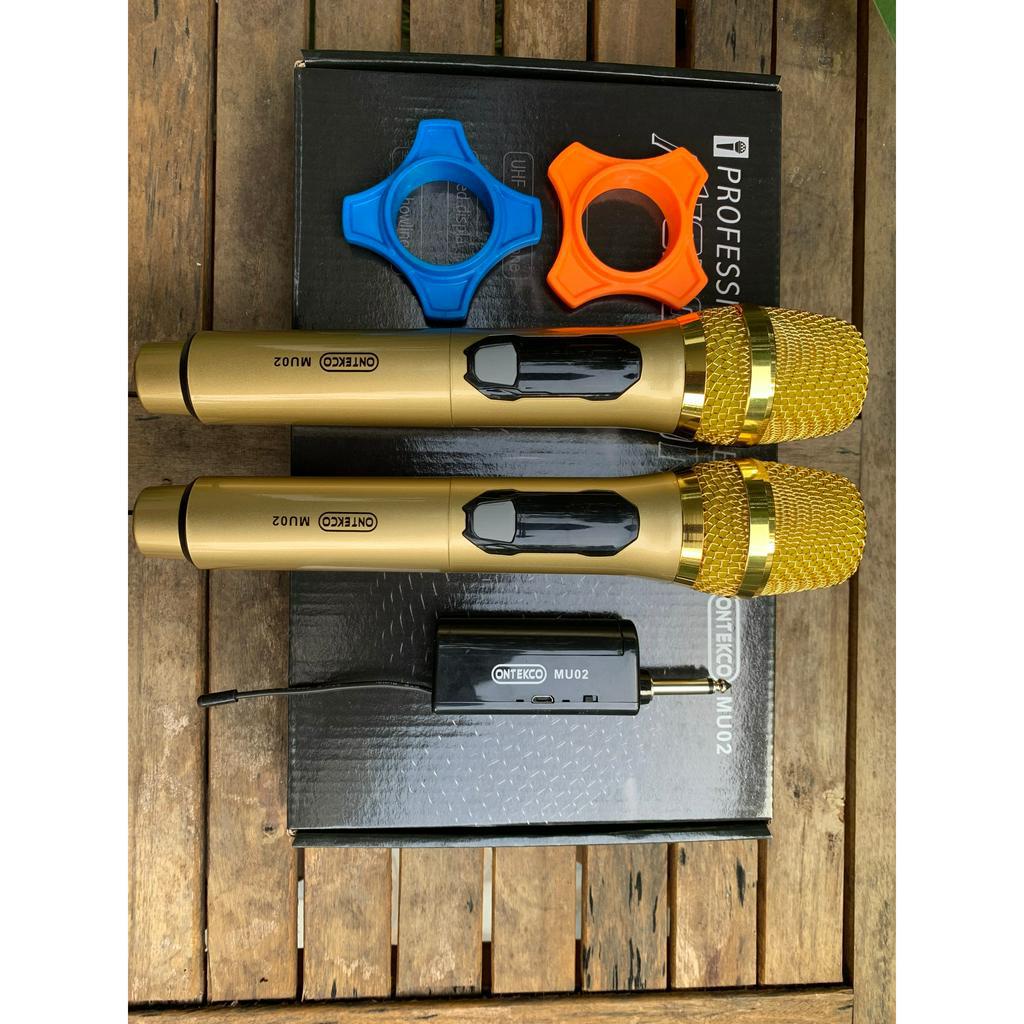 Micro Không dây Ontekco MU02 cao cấp Karaoke  âm thanh chống hú- Chuyên dụng cho loa kéo, amply hát karaoke