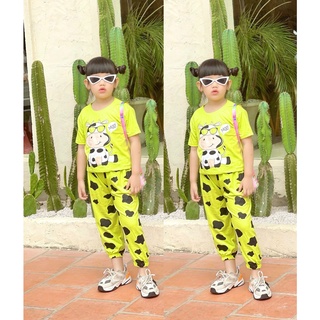 Bộ mặc dạo phố dáng alibaba thun cotton sịn bé gái size đại 20-40kg, áo croctop
