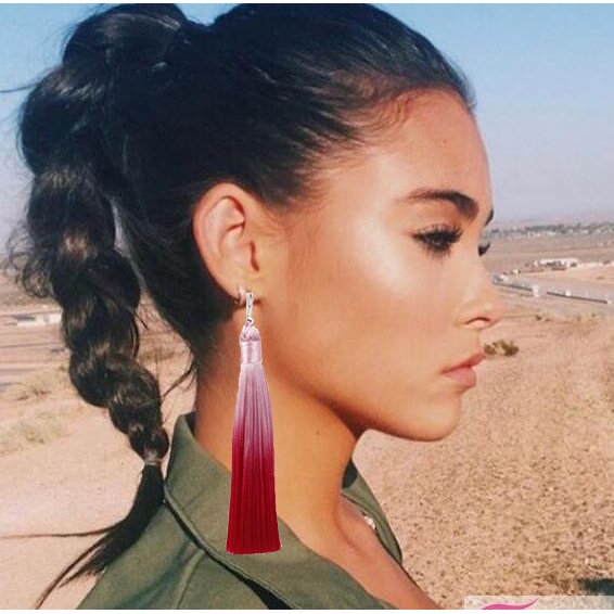 Ear Nail Flow Walking Gradually Changing Tassel Earrings Ear