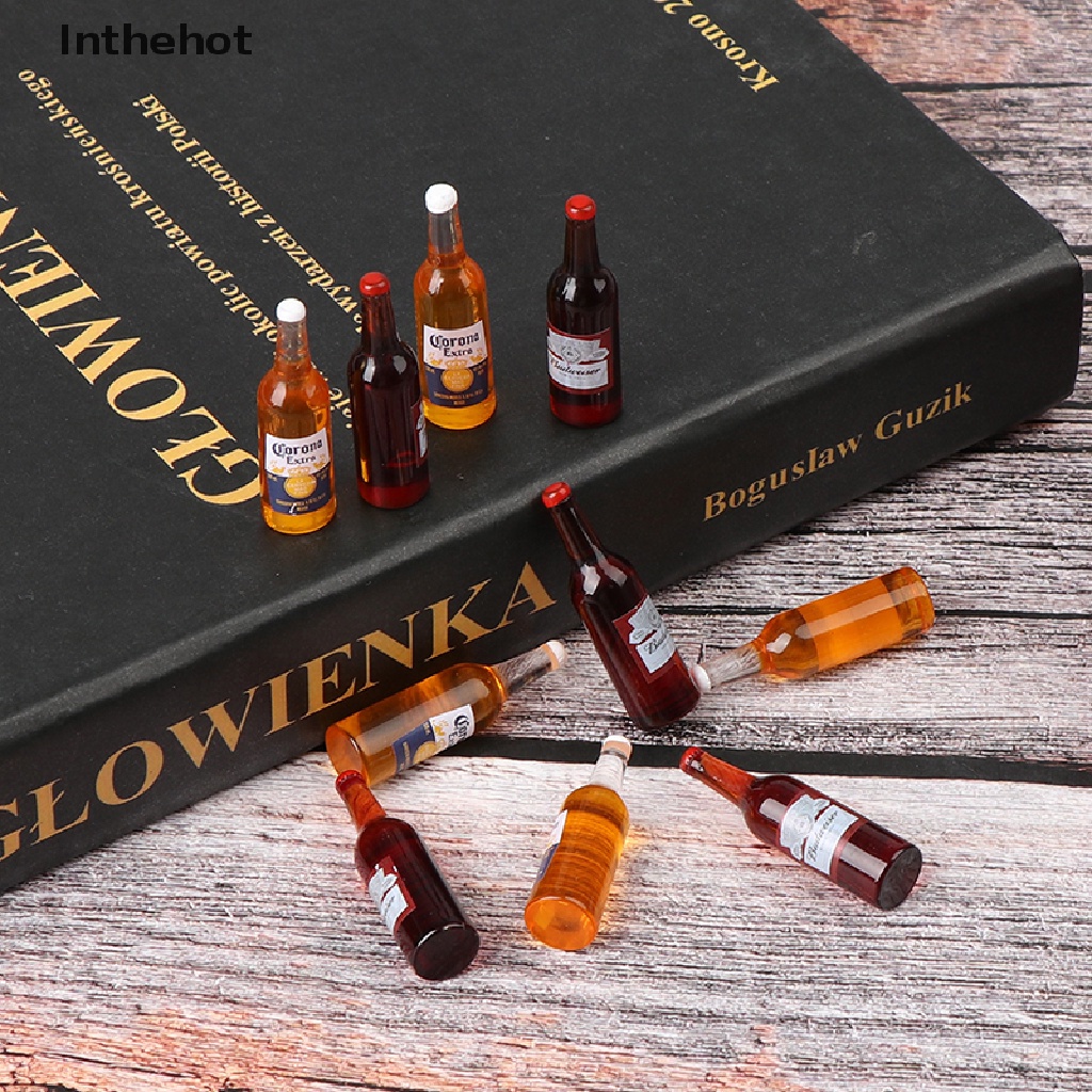 Set 10 mô hình chai bia mini tỉ lệ 1/12 trang trí nhà búp bê