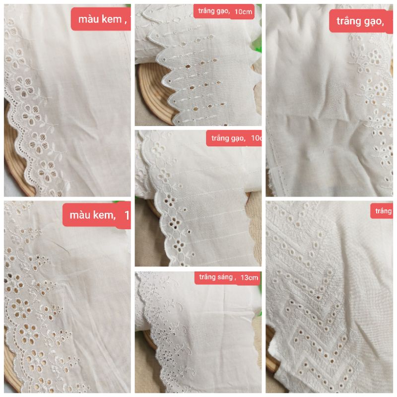 Ren thô boi , màu trắng và kem , size 9.5cm đến 22cm