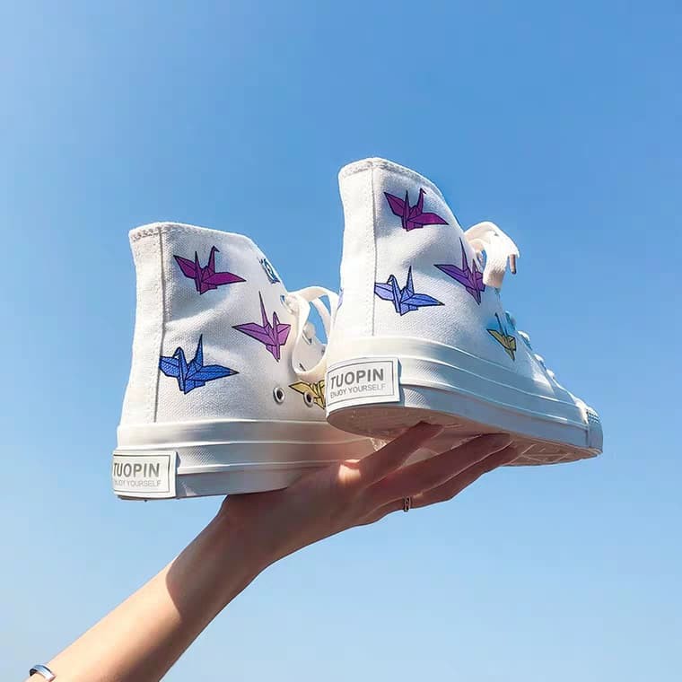 [Hot Trend] giày thể thao nữ cao cổ đổi màu khi ra nắng, giày nữ in hình hạc mẫu mới nhất 2019 | BigBuy360 - bigbuy360.vn