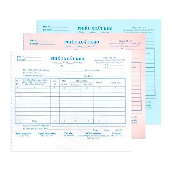 Phiếu thu-chi-nhập-xuất 2,3 liên 100 tờ