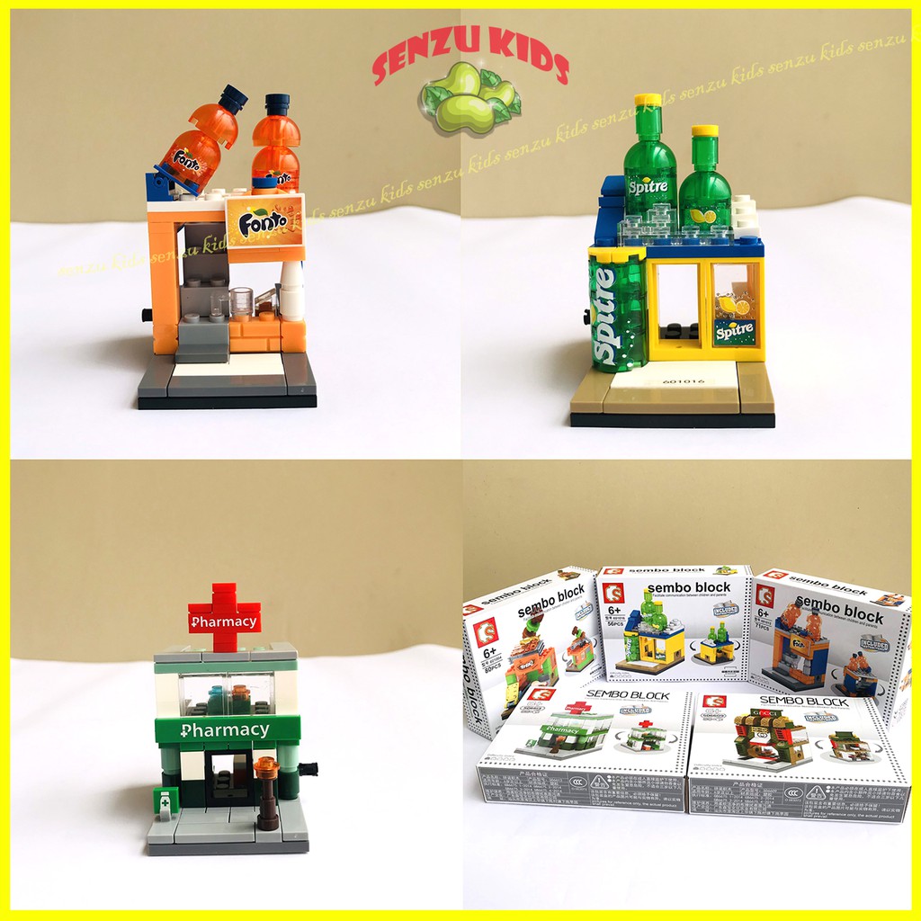 Đồ chơi xếp hình lego toà nhà SENZUKIDS lắp ráp mô hình cửa hàng nổi tiếng loại nhỏ