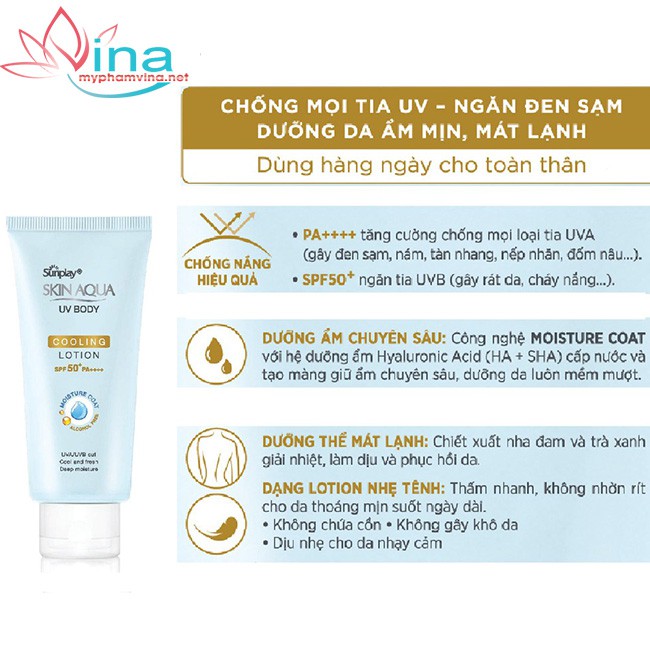 KEM CHỐNG NẮNG DƯỠNG THỂ MÁT LẠNH SUNPLAY SKIN AQUA UV BODY COOLING LOTION (150G)