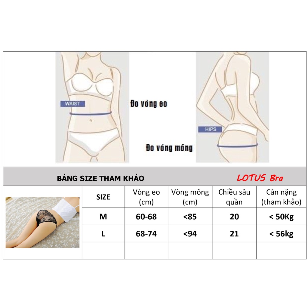 Quần lót ren nữ Bikini dây sườn có thể điều chỉnh, dáng ôm nửa mông NuciFera_QLN11