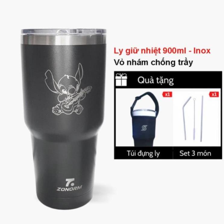 Ly giữ nhiệt 900ml - Ly giữ nhiệt có túi xách - Ly giữ nhiệt vỏ nhám chống trầy inox 304