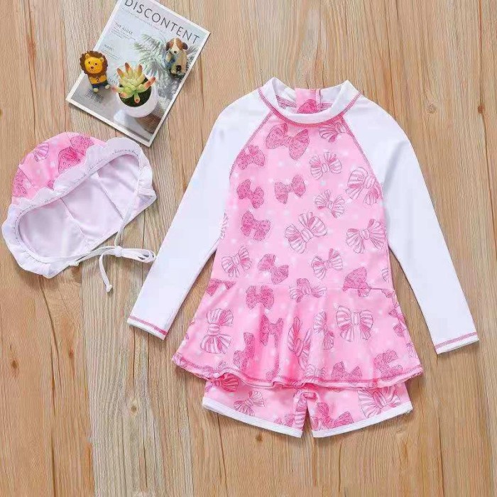 Đồ Bơi Chất Lượng Cao Cho Bé Gái Từ 3-8 Tuổi - Ruy Băng, 3-4 Tuổi