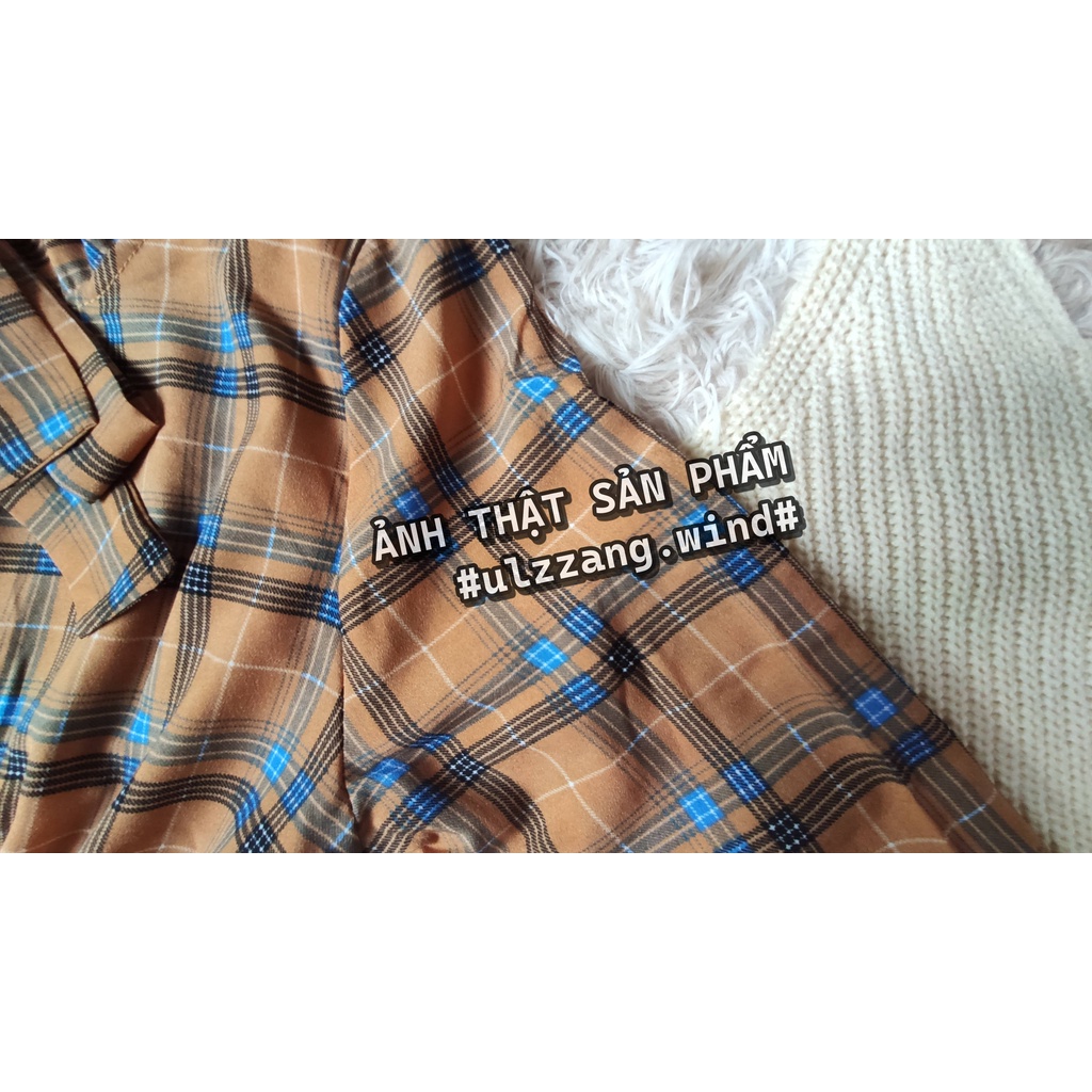 Set đầm nơ kẻ dài tay ulzzang - u.w