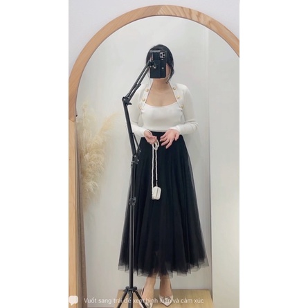 ( Ảnh thật ) A10130 Áo len cổ vuông cúc đồng | BigBuy360 - bigbuy360.vn