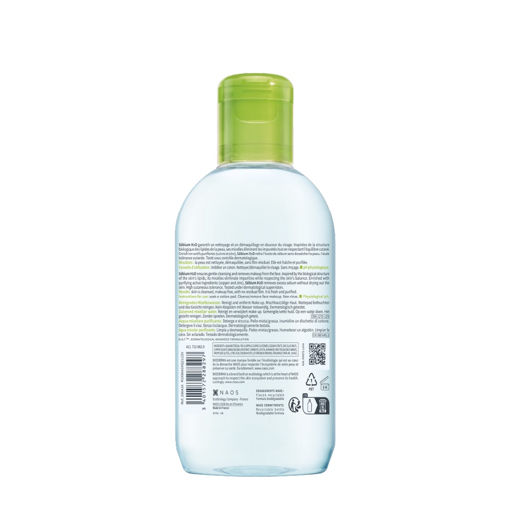 Dung dịch làm sạch và tẩy trang công nghệ Micellar Bioderma Sebium H2O - 250ml