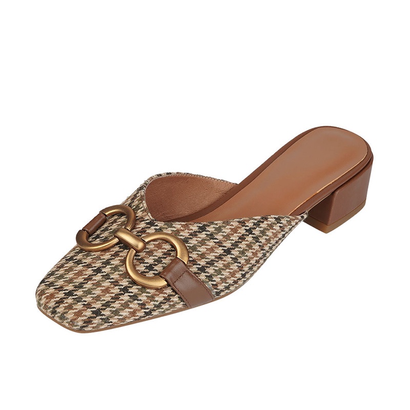 Dép cao gót IELGY phối nơ phong cách vintage thời trang cho nữ