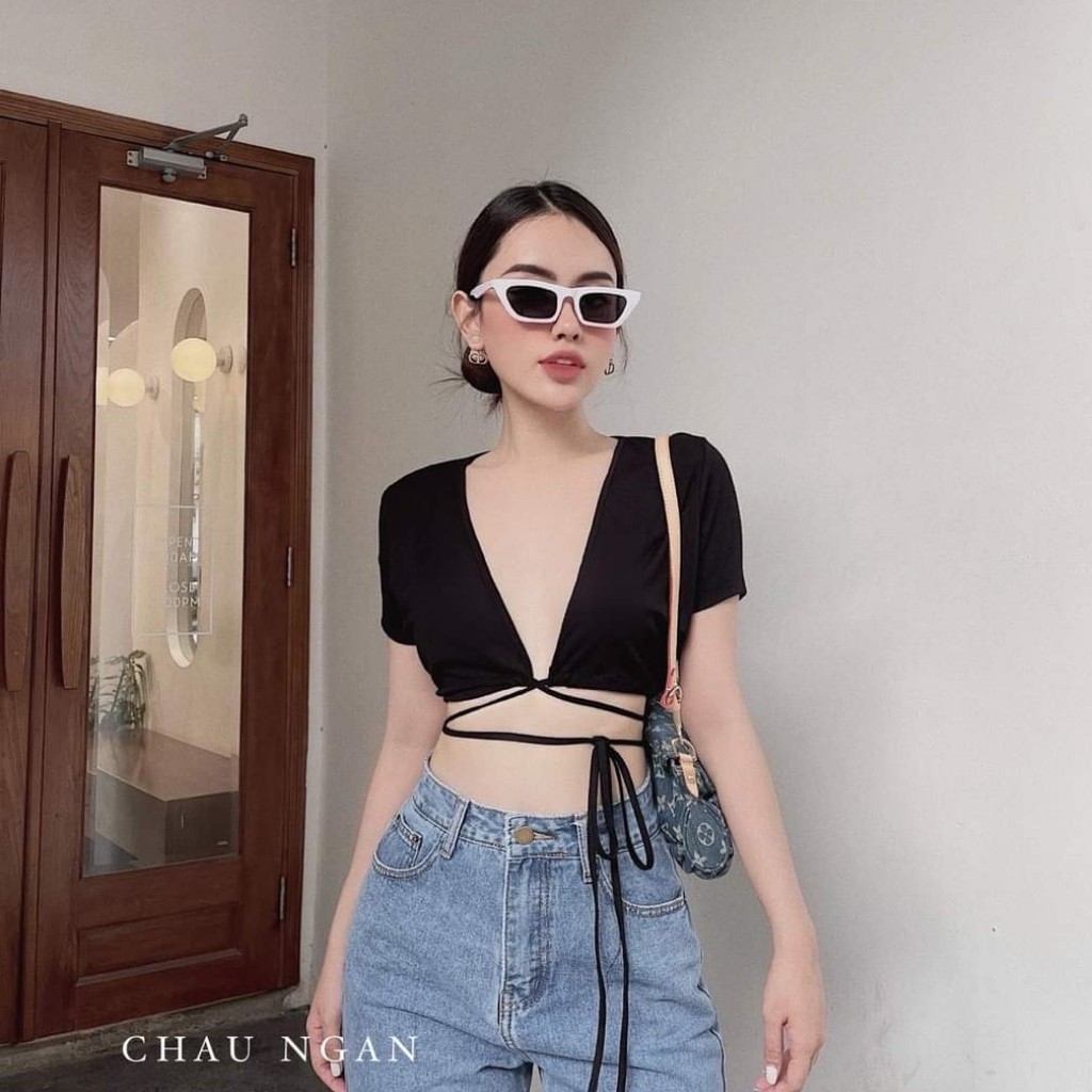 Áo Kiểu Croptop Tay Ngắn Mặc Được Hai Kiểu Trước Và Sau _ Chất Borip Dày Dặn _ Ảnh Thật | BigBuy360 - bigbuy360.vn