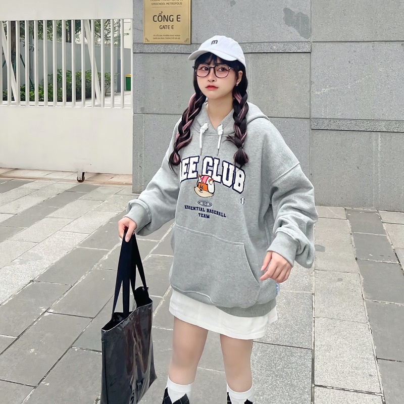 ÁO HOODIE REE CLUB MÀU XÁM THÊU BÔNG