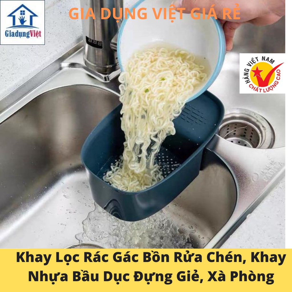 Khay Lọc Rác Bồn Rửa Chén Bát - Rổ Nhựa Đựng Giẻ Rửa Chén – Xà Phòng – Thực Phẩm Sơ Chế Đa Năng 5755