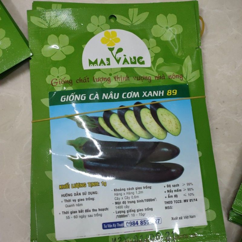 [Gói 1g] Hạt giống Cà tím cơm xanh (cà tím dài)