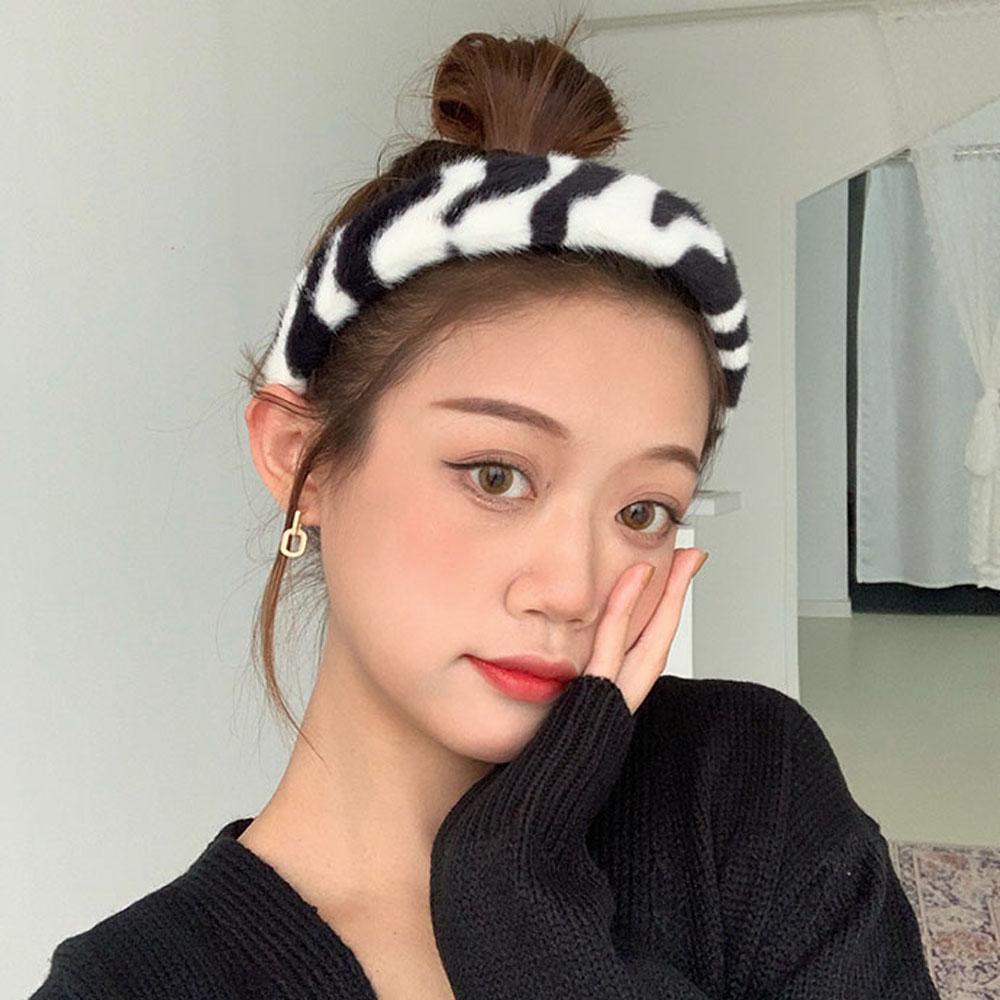 ANEMONE Băng Đô Cài Tóc Bằng Nhung Dày Dặn Viền Xốp Họa Tiết Động Vật Thời Trang Hàn Quốc