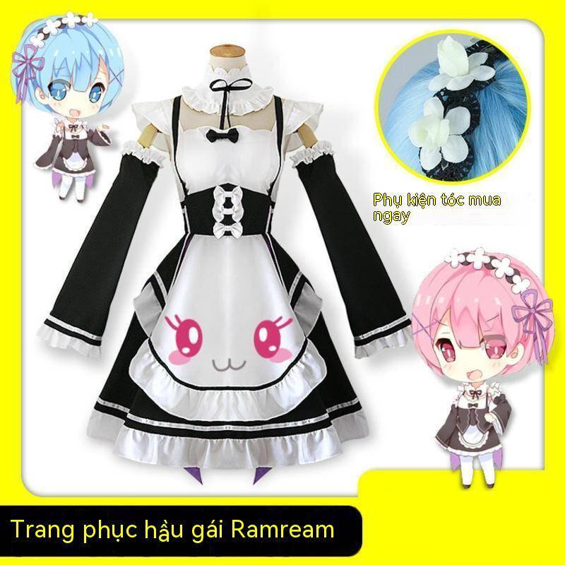 Ram Rem cos suit Rem maid outfit Ram maid outfit Lolita outfit A different world life from scratch cosplay women's clothing boss