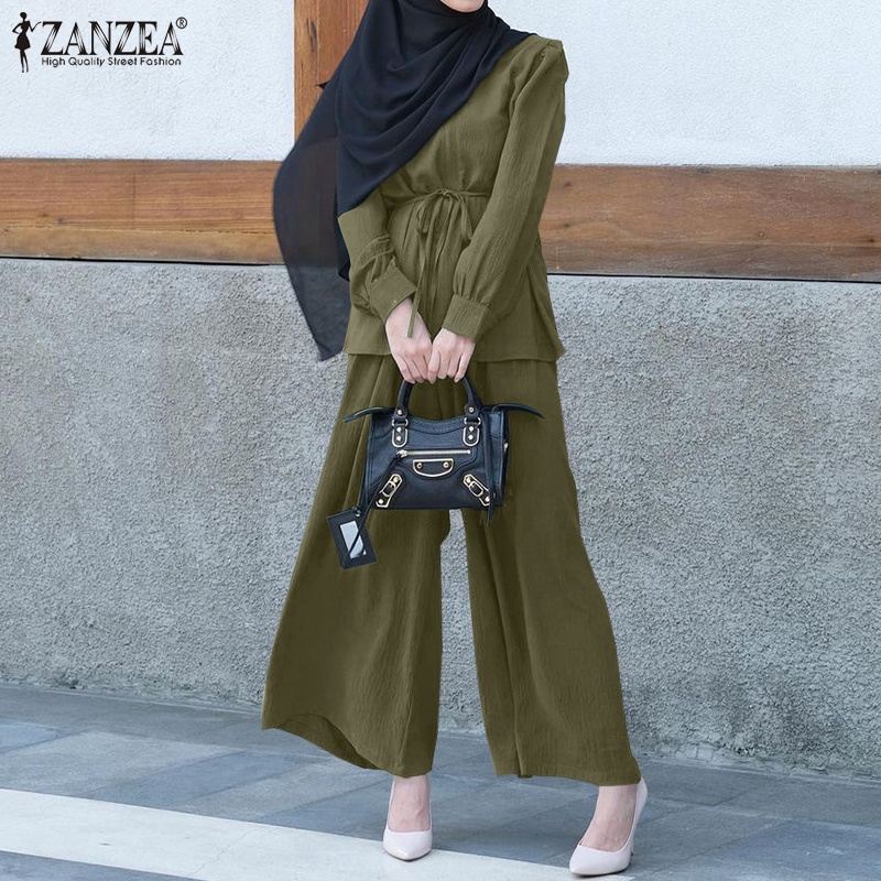 Set đồ Zanzea dài tay màu trơn phong cách Hồi Giáo cho nữ