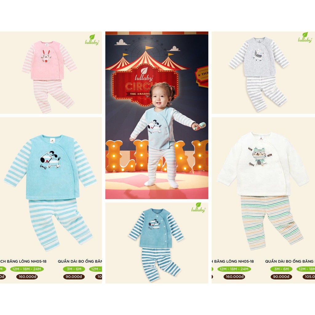 Bộ dài tay cài lệch băng lông Lullaby