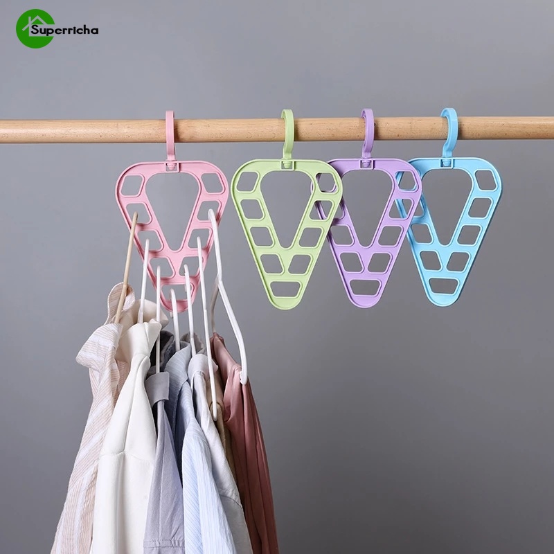 Móc Treo Đồ Hình Tam Giác Chín Lỗ Xoay 360 Độ Tiết Kiệm Không Gian Đa Năng