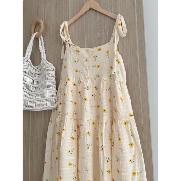 Đầm- Váy babydoll hai dây hoa nhí buộc vai DREVA Vintage