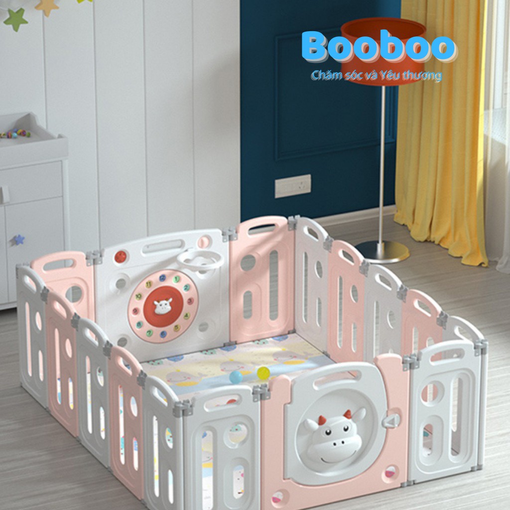 [Tặng 01 Thảm 2 Mặt + Bóng Holla Pastel] Quây Cũi Nhựa Little Sheep Gấp Gọn Làm Từ Nhựa An Toàn Cho Bé