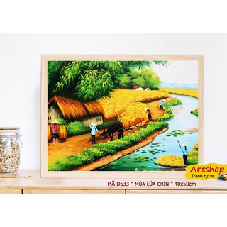 D633 Tranh tô màu theo số sơn dầu số hóa ARTSHOP đã căng khung sẵn và dầu phủ bóng