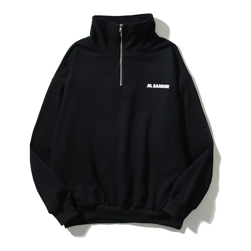 Jil SAND * Áo Sweater Nửa Vòng Chân Dáng Rộng In LOGO Chữ Mới Tối Giản Cho Cặp Đôi Nam Và Nữ