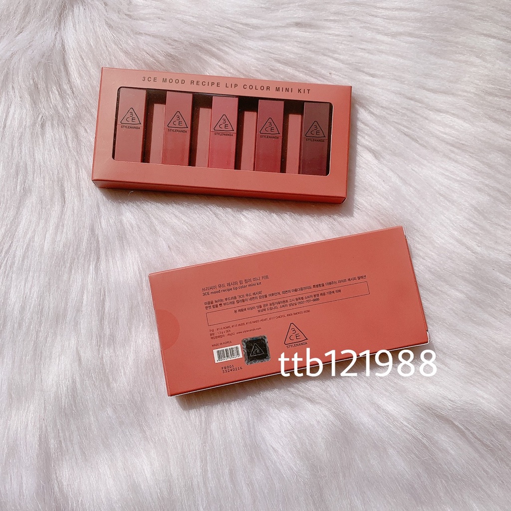 Set 5 Cây Son 3CE Mood On&amp;On Recipe Lip Color Kit Mini Size