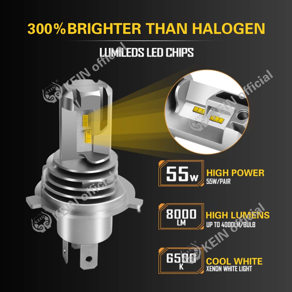 KEIN 2PCS H4 Led Headlight for Car Led Headlamp Bulb H1 H3 H11 Led Headlamp H4 H7 H8 H9 H11 Fog Lamp 9005 9006 9006 Led Headlight LED Headlamp HB3 HB4 Daytime Running Light H11 Led Fog Light White