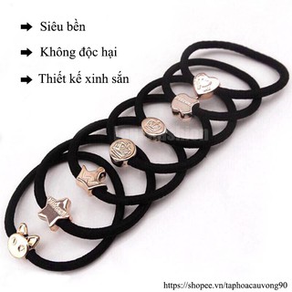 Set 10 Chun buộc tóc dây màu đen siêu bền taphoacauvong90