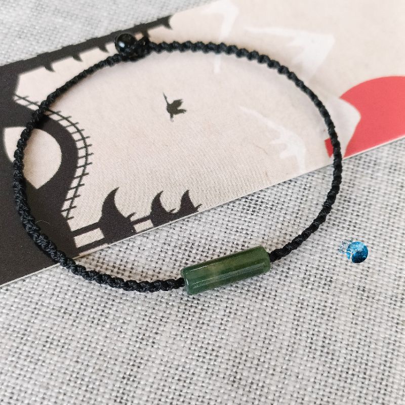 Vòng tay tết dây lu thống mini đá moss agate