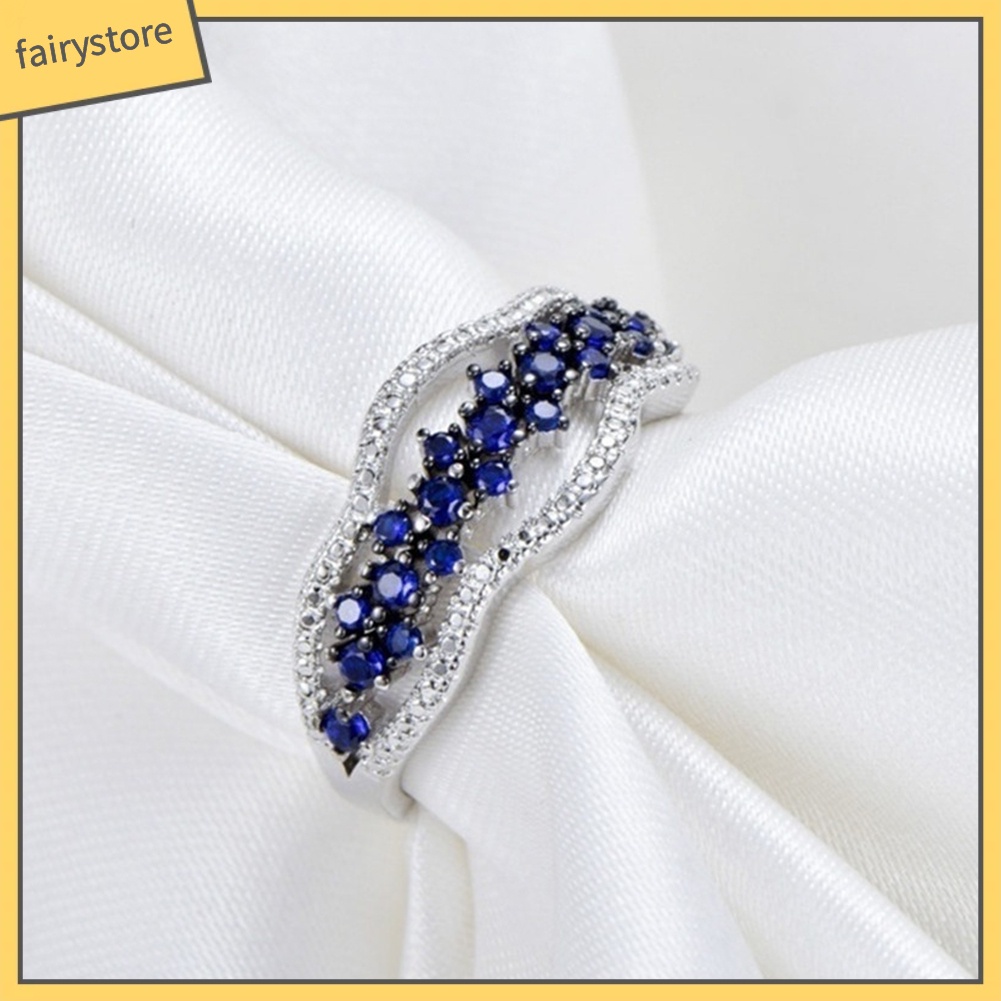 Nhẫn Đính Hôn Đính Đá Sapphire Giả Cho Nữ