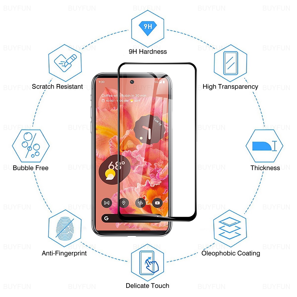 Full Cover Tempered Glass For Google Pixel 6 6Pro Pro 6.4" Screen Protector On The For Protective Film GB7N6 G9S9B16 goge Clear