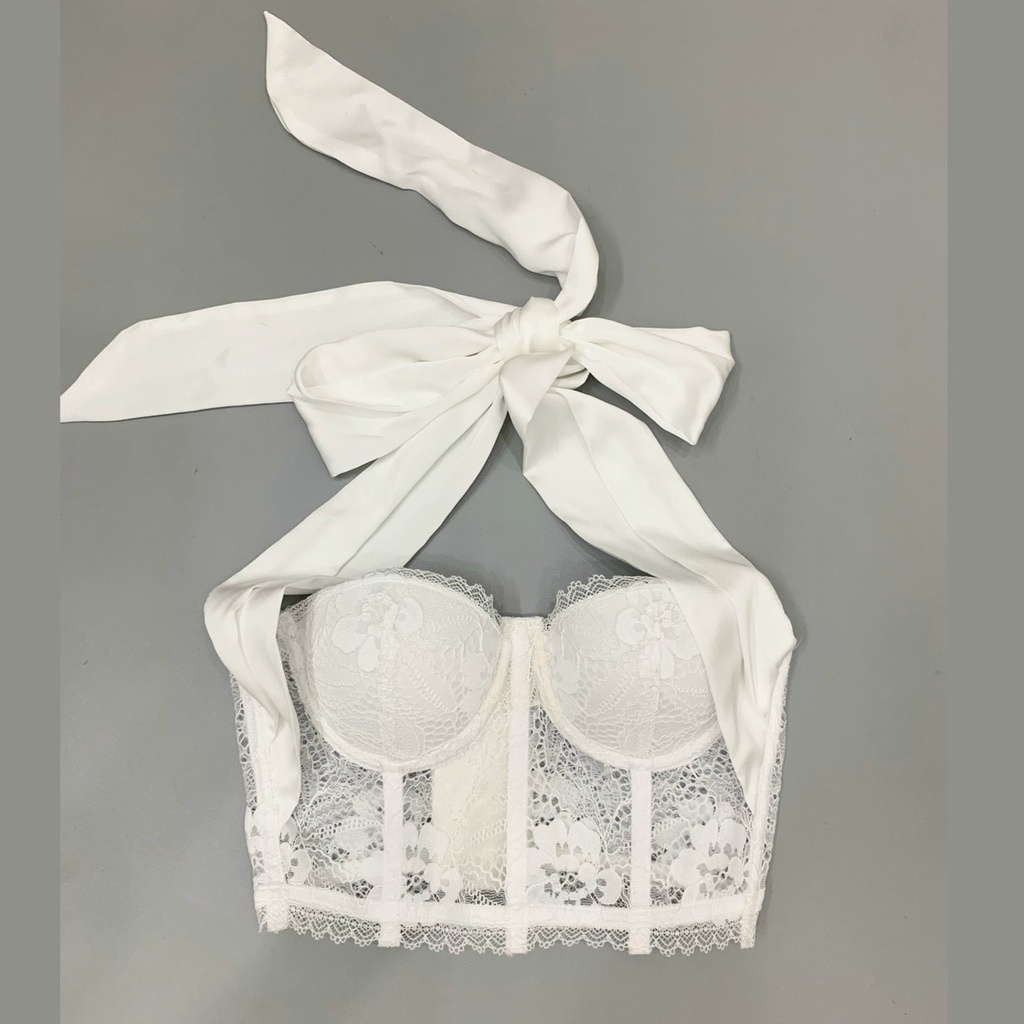 H02 [HÌNH THẬT] Áo Bra Ren Kiểu KATHY BRA Dáng Corset Bralette Cột Nơ Dây Lụa Mặc Được Nhiều Kiểu Cao Cấp croptop Dự Tệc