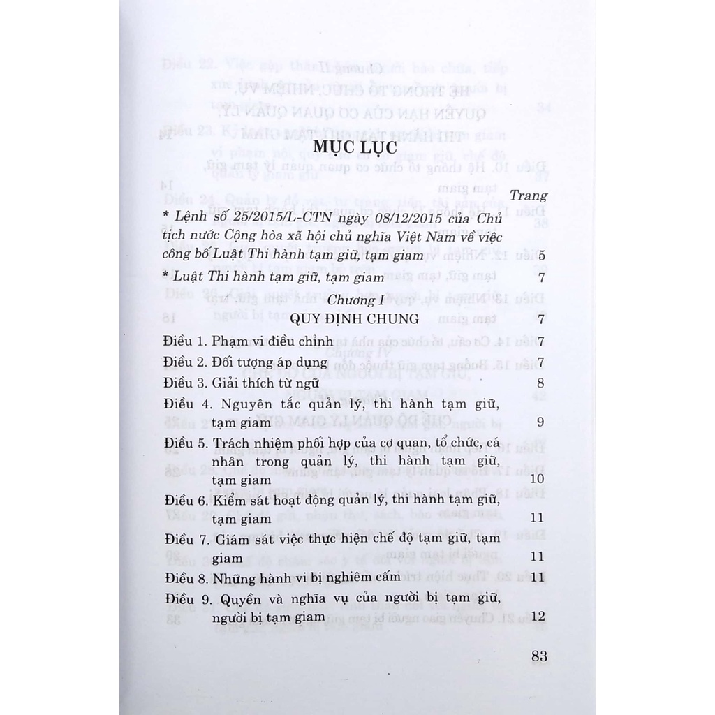 Sách Luật Thi Hành Tạm Giữ, Tạm Giam