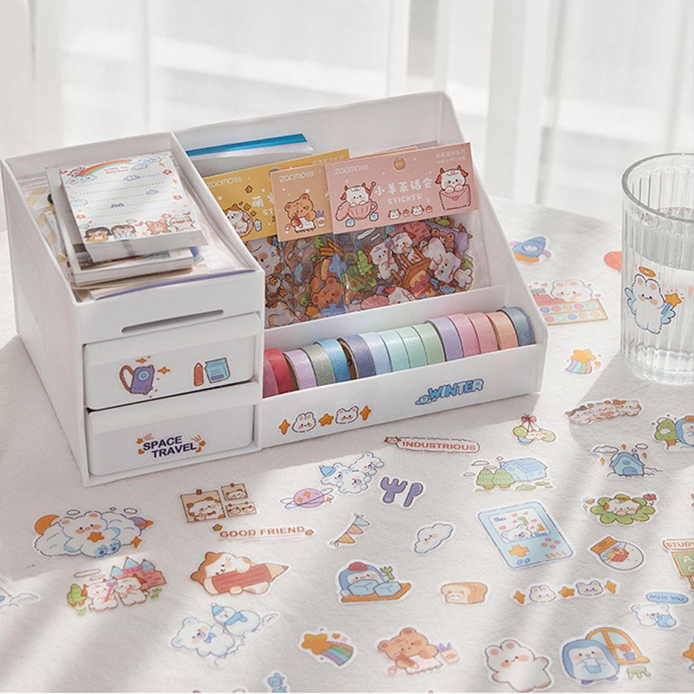 Bộ 46 miếng dán hoạt hình dễ thương chống thấm nước trang trí sổ tay điện thoại thủ công