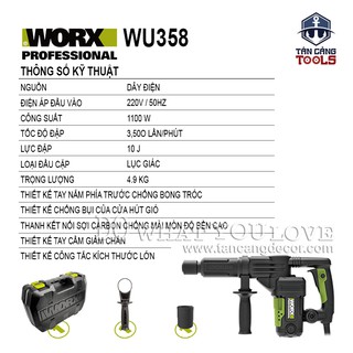 MÁY ĐỤC BÊ TÔNG WORX GREEN WU358