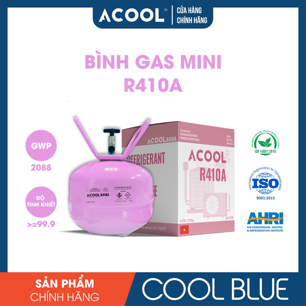 [COMBO GAS LẠNH MÁY LẠNH TỦ LẠNH MINI] ACOOL R134a 3.4kg+ACOOL R410A 2.8kg_TẶNG LON GAS R600a và LỊCH BÓNG ĐÁ EURO 2021