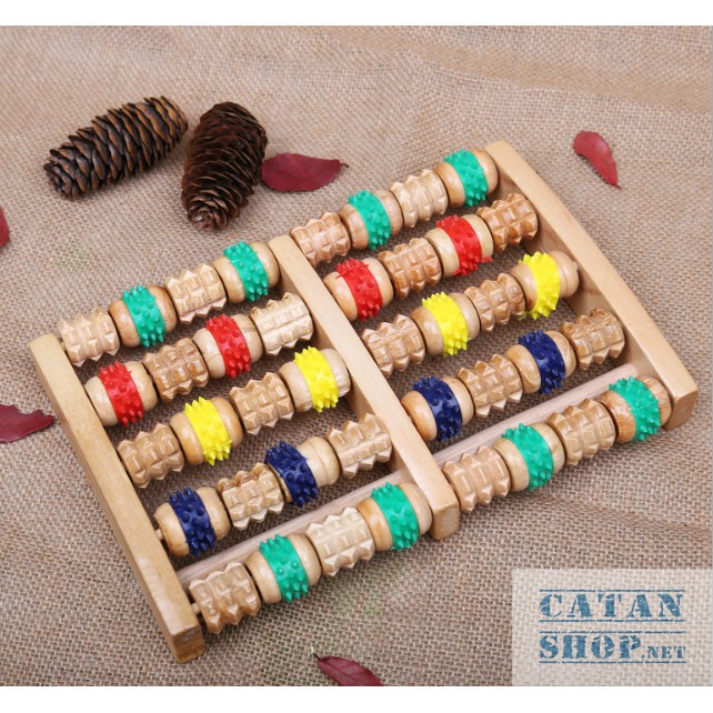 Cây massage chân bằng Gỗ cao cấp, Cây lăn chân 6 thanh Gỗ siêu tiện dụng-GD437-Massage-ChanGo
