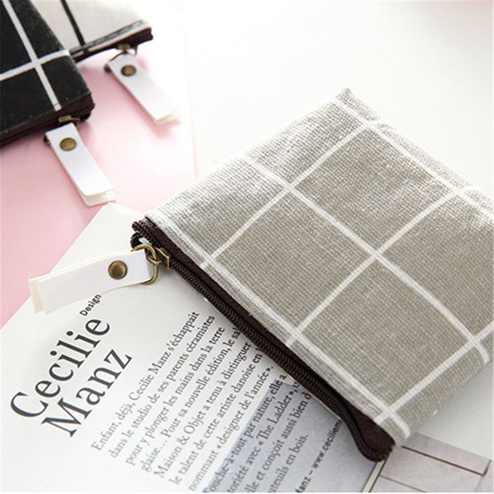 Ví đựng tiền xu MIHAN1 mini bằng cotton lanh có khóa kéo nhiều màu thời trang cho nữ