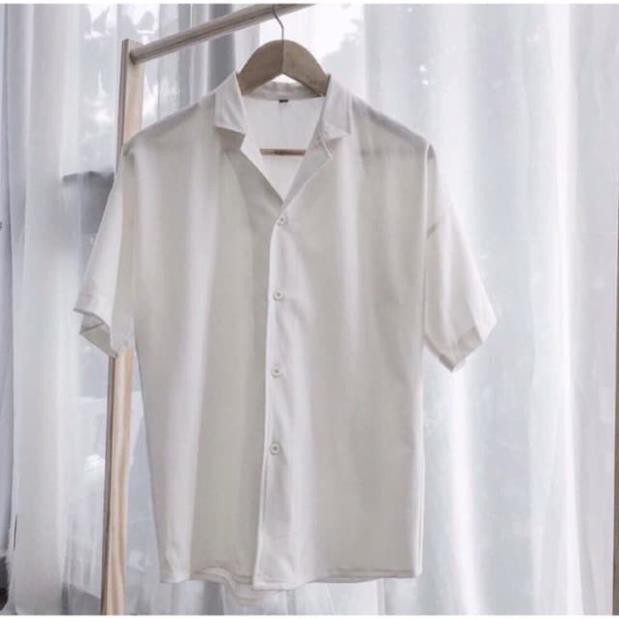 Áo sơ mi tay ngắn cổ vest MÀU TRẮNG vải lụa mát unisex - Áo sơ mi nam nữ Hàn Quốc ulzzang đẹp năm 2020 | Valu Store  ྇