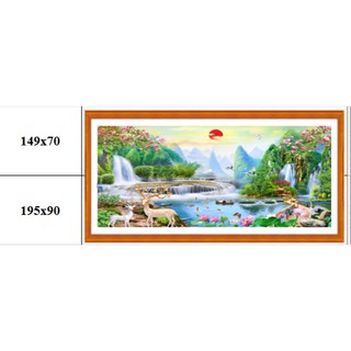Tranh thêu chữ thập Phong cảnh sơn thủy hữu tình MN0056