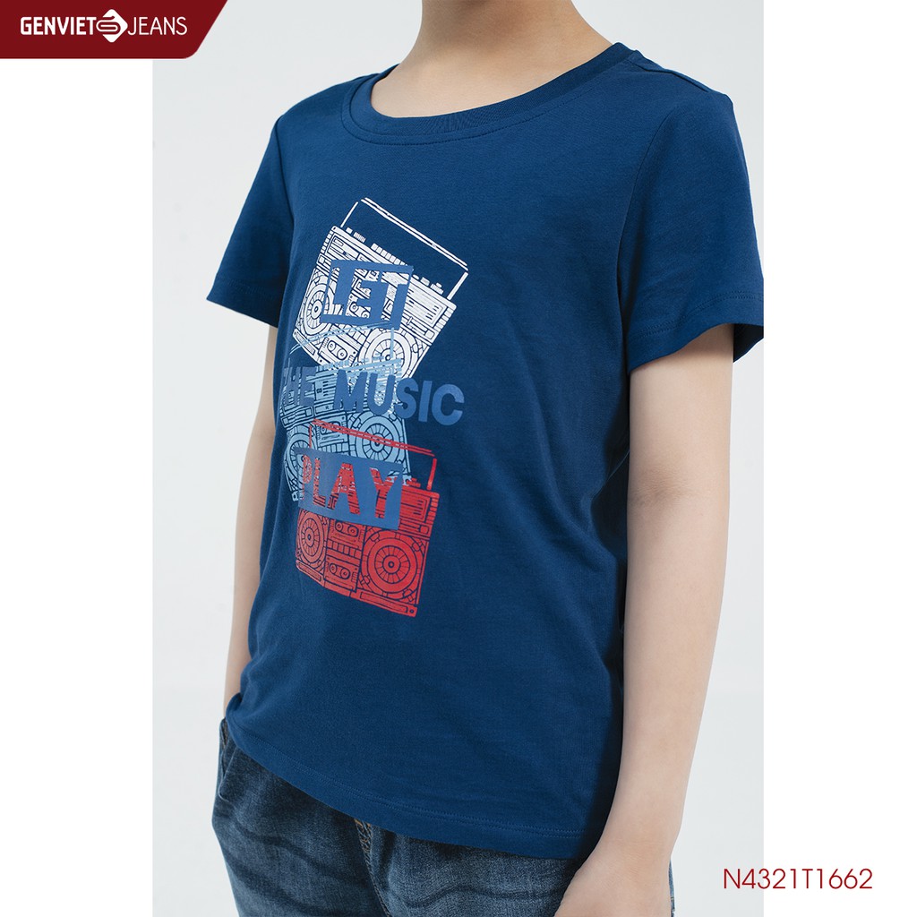 [Mã BMLTA50 giảm 10% đơn 99K] Áo Thun Kid In Họa Tiết Let The Music Play N4321T1662 GENVIET KID