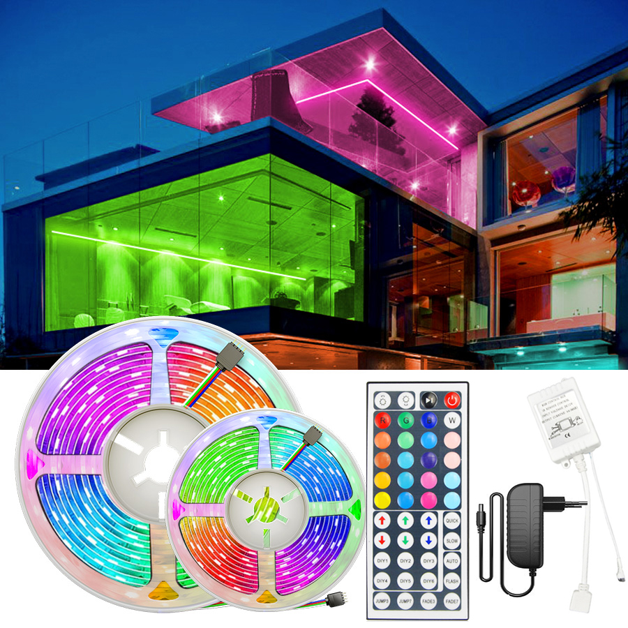 Cuộn dây đèn LED DC12V 5m 10m 15m RGB 5050 SMD 44 nút đi ốt chống thấm nước