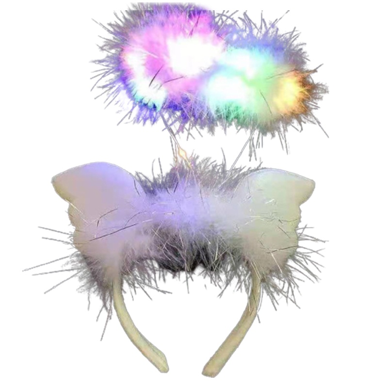 Băng Đô Cài Tóc Đính Lông Vũ Và Đèn LED Phát Sáng Mừng Năm Mới