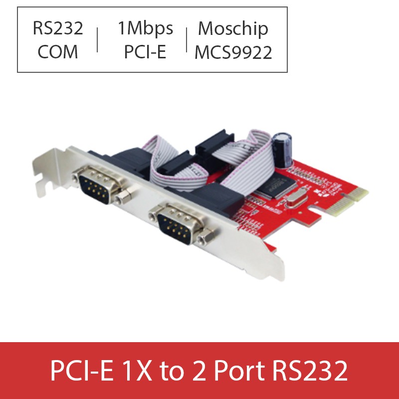 Cạc PCI-E 1X sang COM9 Card PCI-E 1X ra 2 RS232 UNITEK Y-7504