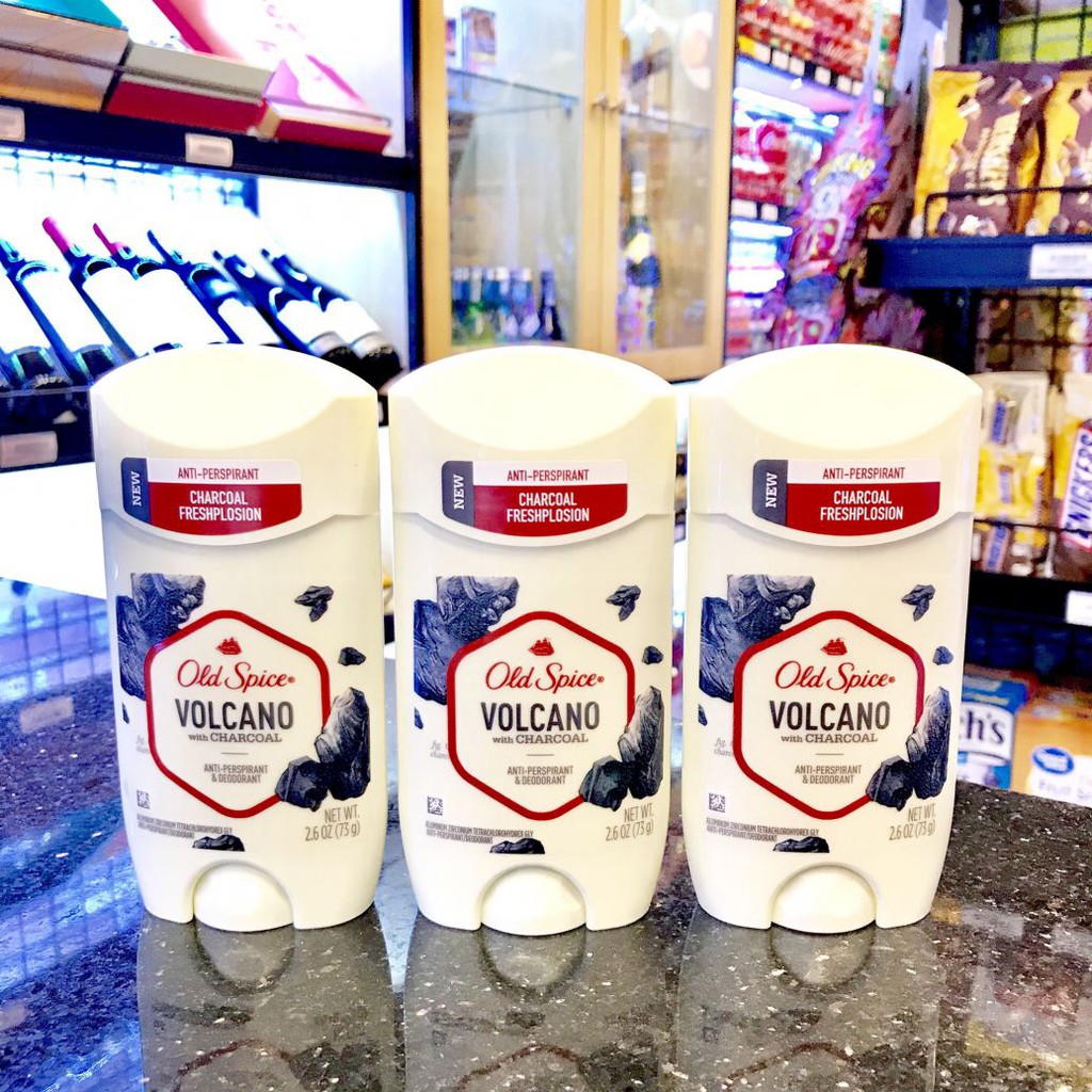 Lăn sáp Khử Mùi nam Old Spice Volcano With Charcoal 73g than hoạt tính - Mỹ